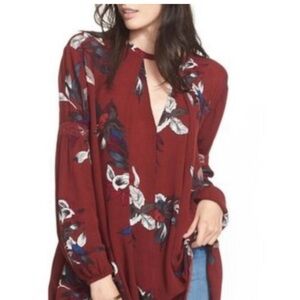 Free People Tree swing dress tunic burgundy maroon with pockets Medium